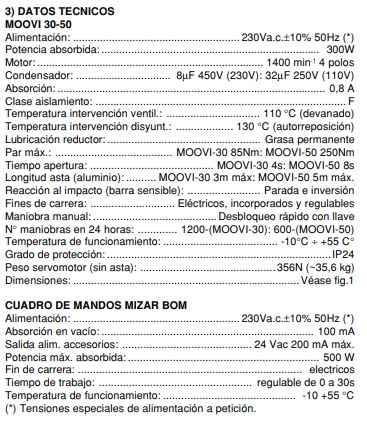 datos tecnicos MOOVI 30