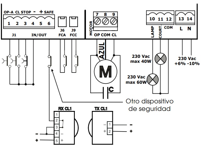 diagrama de conexion central faac 615 bpr